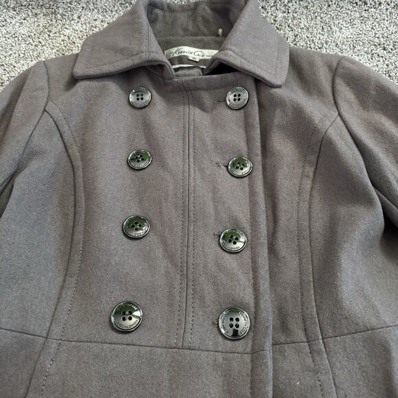 KENNETH COLE Wool Double Breasted Pea Coat Button Coat Jacket Women’s Size 10 - Picture 3 of 15